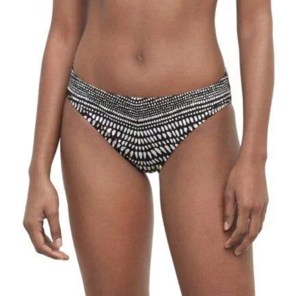 Kenneth Cole Women's Black White Find Tranquility Hipster Bikini Bottom Small